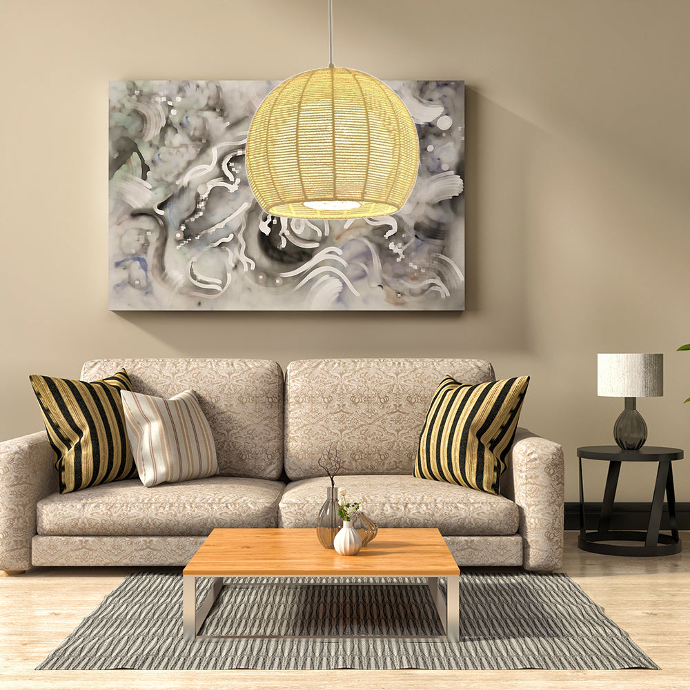 Beige/Flaxen Orb Hanging Light Rustic Rope Shade Single Pendant Lamp over Dining Table Clearhalo 'Ceiling Lights' 'Pendant Lights' 'Pendants' Lighting' 119734