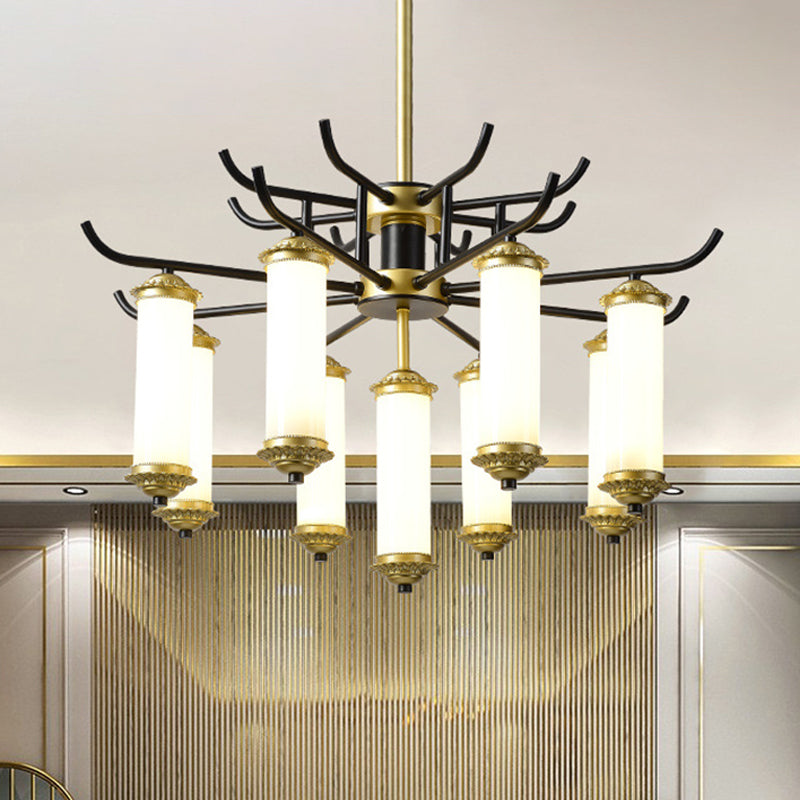 Metal Black-Gold Suspension Pendant Light Starburst-Like Arm 9/11 Lights Rustic Style Ceiling Chandelier Clearhalo 'Ceiling Lights' 'Chandeliers' Lighting' options 1197639