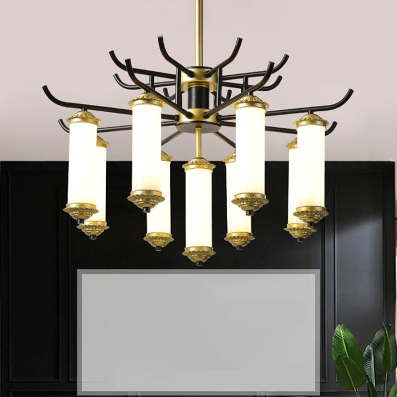 Metal Black-Gold Suspension Pendant Light Starburst-Like Arm 9/11 Lights Rustic Style Ceiling Chandelier Clearhalo 'Ceiling Lights' 'Chandeliers' Lighting' options 1197640