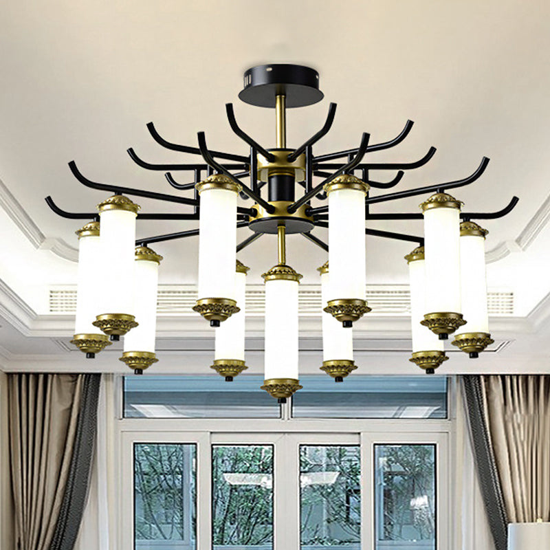 Metal Black-Gold Suspension Pendant Light Starburst-Like Arm 9/11 Lights Rustic Style Ceiling Chandelier Clearhalo 'Ceiling Lights' 'Chandeliers' Lighting' options 1197643