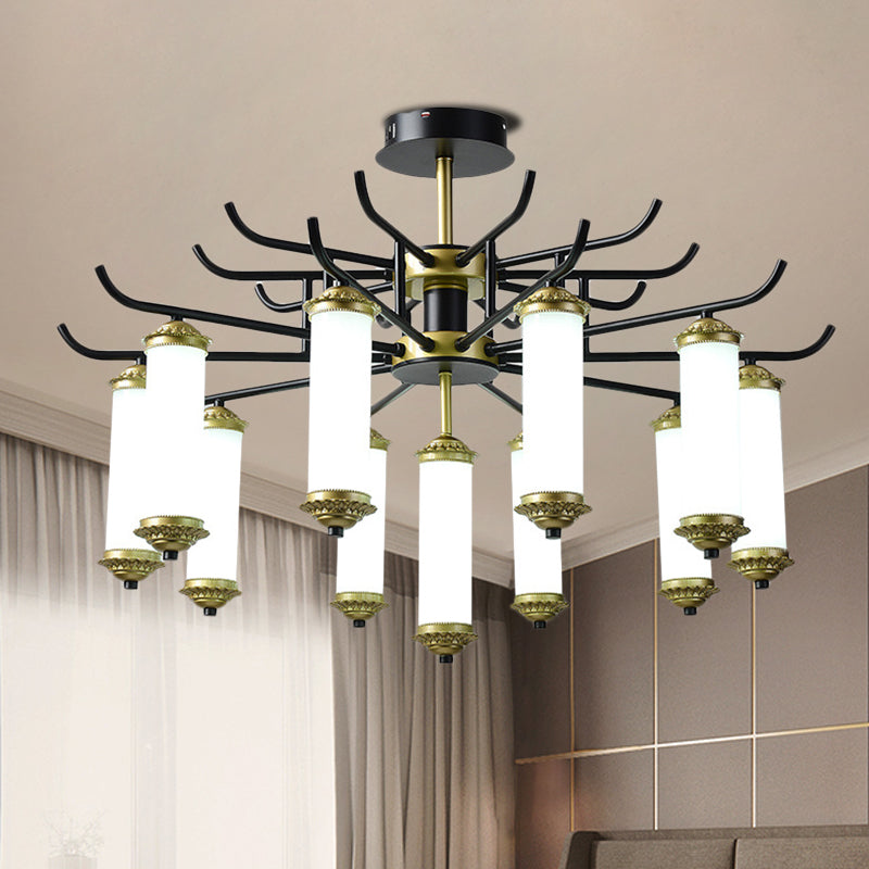 Metal Black-Gold Suspension Pendant Light Starburst-Like Arm 9/11 Lights Rustic Style Ceiling Chandelier Clearhalo 'Ceiling Lights' 'Chandeliers' Lighting' options 1197644