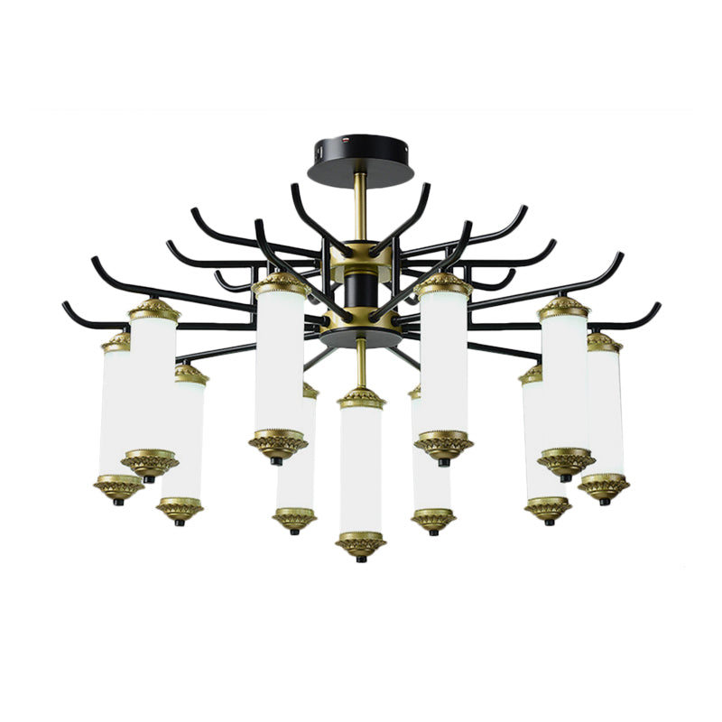 Metal Black-Gold Suspension Pendant Light Starburst-Like Arm 9/11 Lights Rustic Style Ceiling Chandelier Clearhalo 'Ceiling Lights' 'Chandeliers' Lighting' options 1197645