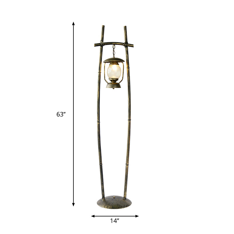 Metallic Bronze Standing Up Lamp Armed 1-Bulb Retro Reading Floor Lamp with Oil Light Accent Clearhalo 'Floor Lamps' 'Lamps' Lighting' 1197788