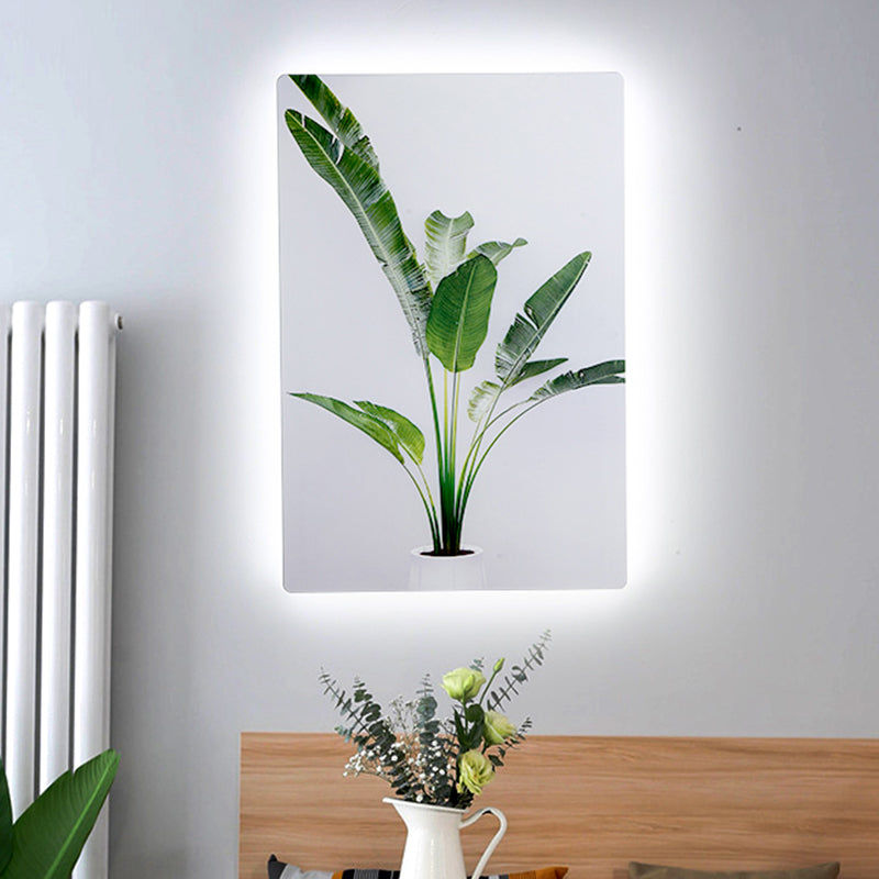 Green and White Rectangle Wall Mural Lamp Simplicity LED Acrylic Wall Lighting Idea with Leaf Pattern Clearhalo 'Wall Lamps & Sconces' 'Wall Lights' Lighting' 1198050