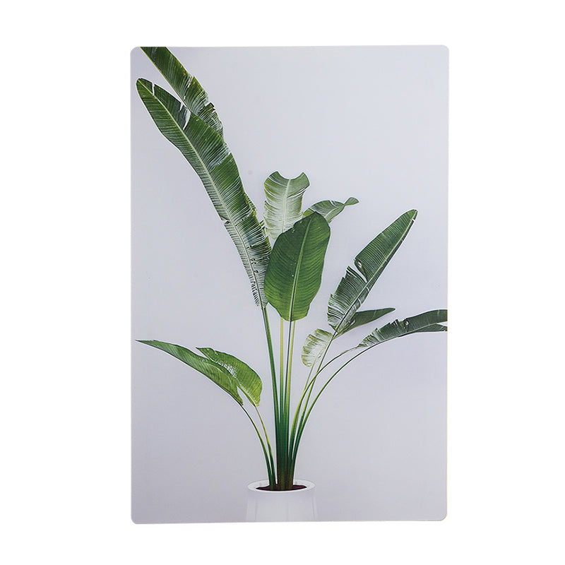 Green and White Rectangle Wall Mural Lamp Simplicity LED Acrylic Wall Lighting Idea with Leaf Pattern Clearhalo 'Wall Lamps & Sconces' 'Wall Lights' Lighting' 1198051