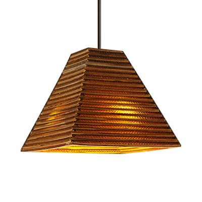 Paper Trapezoid Suspension Lamp Asian Style 1 Light Hanging Pendant over Dining Table Clearhalo 'Ceiling Lights' 'Pendant Lights' 'Pendants' Lighting' 119835