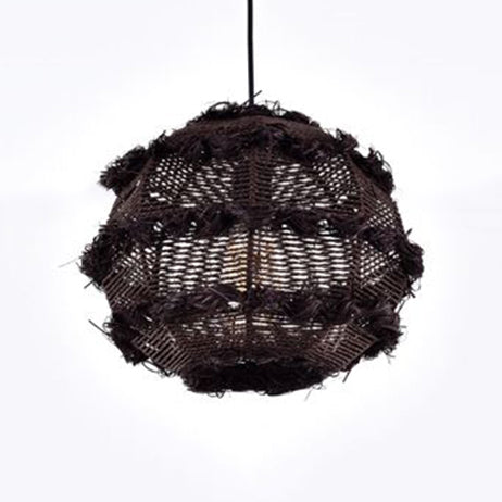 Rattan Globe Hanging Light over Table Rustic 1-Head Pendant Luminaire in Beige/Black Clearhalo 'Ceiling Lights' 'Pendant Lights' 'Pendants' Lighting' 120084