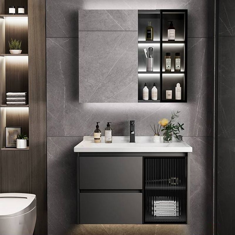 Trendy Bathroom Sink Vanity Wall-Mounted Open Shelf Faucet Included Clearhalo 'Bathroom Remodel & Bathroom Fixtures' 'Bathroom Vanities' 'bathroom_vanities' 'Home Improvement' 'home_improvement' 'home_improvement_bathroom_vanities' 1200x1200_0a09bf48-1223-4b94-b180-2a7e8189db6e