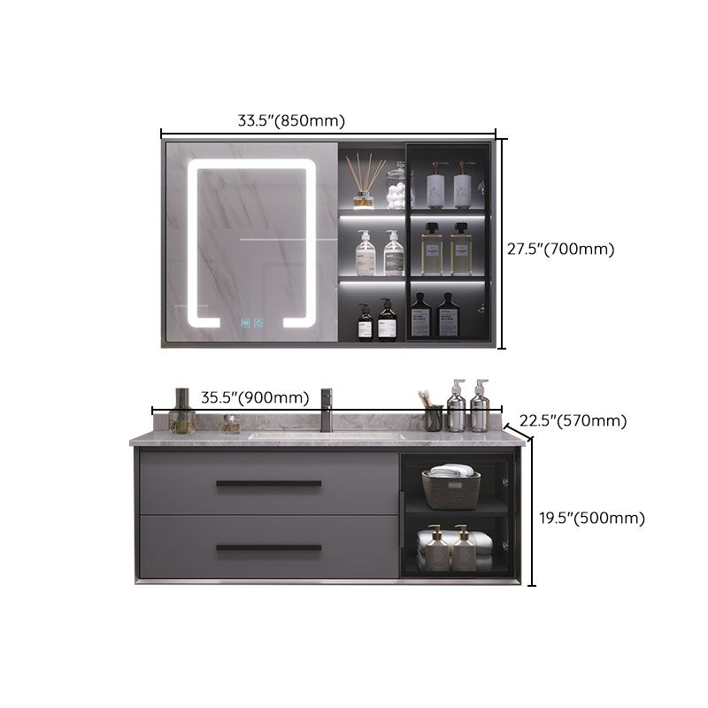 Wall Mount Mirror Included Bath Vanity with Faucet Drawers for Bathroom Clearhalo 'Bathroom Remodel & Bathroom Fixtures' 'Bathroom Vanities' 'bathroom_vanities' 'Home Improvement' 'home_improvement' 'home_improvement_bathroom_vanities' 1200x1200_172a3a7d-822d-49f0-92f7-847fc9667aed