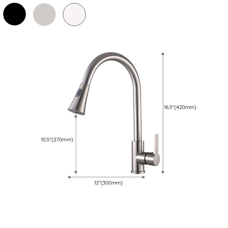 Modern Pull Down Single Handle Kitchen Faucet 1-Hold Water Faucet Clearhalo 'Home Improvement' 'home_improvement' 'home_improvement_kitchen_faucets' 'Kitchen Faucets' 'Kitchen Remodel & Kitchen Fixtures' 'Kitchen Sinks & Faucet Components' 'kitchen_faucets' 1200x1200_1d22495a-c455-496f-ae56-392e333dd557