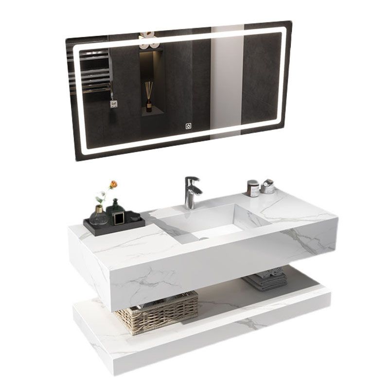 Wall Mount Mirror Included Sink Vanity for Bathroom with Sink Faucet Clearhalo 'Bathroom Remodel & Bathroom Fixtures' 'Bathroom Vanities' 'bathroom_vanities' 'Home Improvement' 'home_improvement' 'home_improvement_bathroom_vanities' 1200x1200_34e83998-b81e-40ca-9b4a-e6285d118617