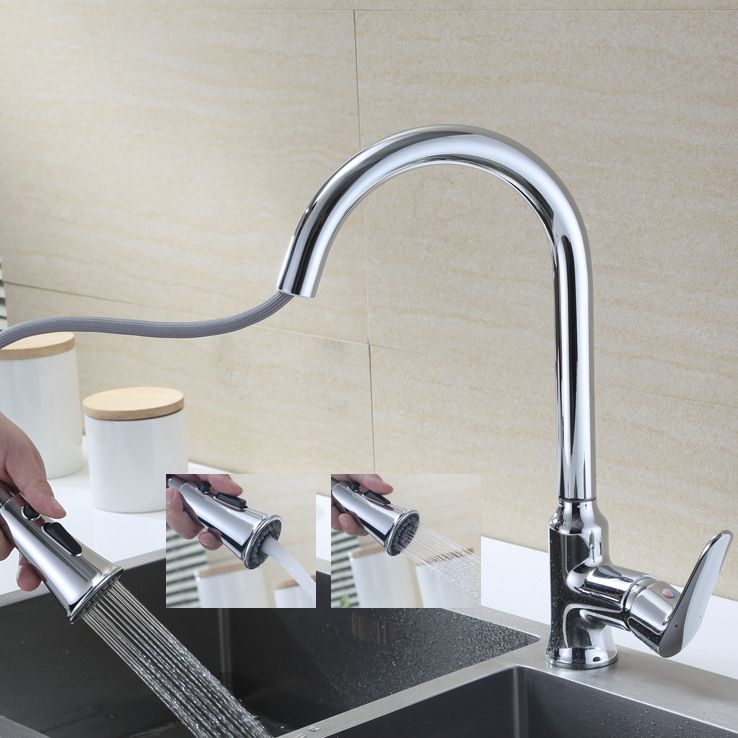 Modern Kitchen Faucet Single Handle Water Faucet with Pull out Sprayer Clearhalo 'Home Improvement' 'home_improvement' 'home_improvement_kitchen_faucets' 'Kitchen Faucets' 'Kitchen Remodel & Kitchen Fixtures' 'Kitchen Sinks & Faucet Components' 'kitchen_faucets' 1200x1200_72fae9fd-e364-4108-95fc-b88a7df04bc7