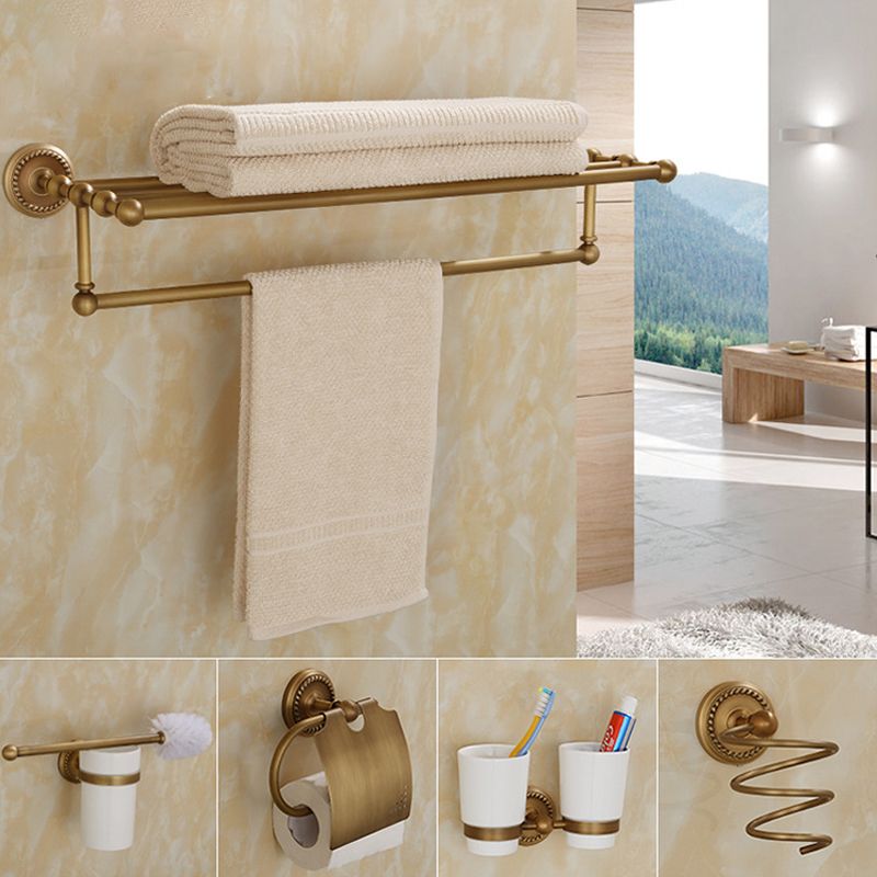 5-Piece Traditional Bathroom Accessory As Individual Or As a Set in Brushed Brass Clearhalo 'Bathroom Hardware Sets' 'Bathroom Hardware' 'Bathroom Remodel & Bathroom Fixtures' 'bathroom_hardware_sets' 'Home Improvement' 'home_improvement' 'home_improvement_bathroom_hardware_sets' 1200x1200_c4515288-82fa-4f90-a9f9-519ab2b4b74b