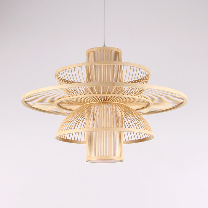 Lotus-Shaped Pendant Lamp Asian Style Bamboo 16