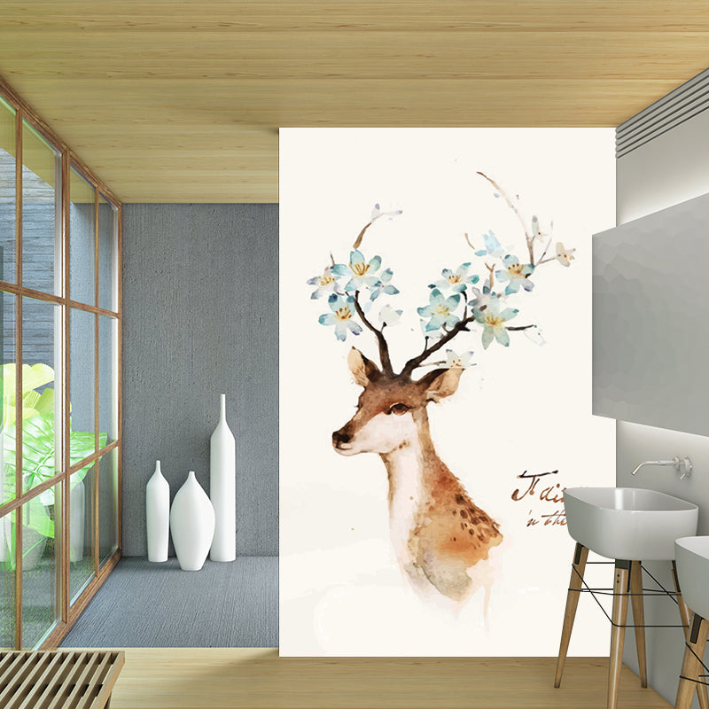 Waterproof Sika Deer Murals Wallpaper Customized Modern Art Wall Decor for Living Room Clearhalo 'Wall Decor' 'Wall Mural' 1203392