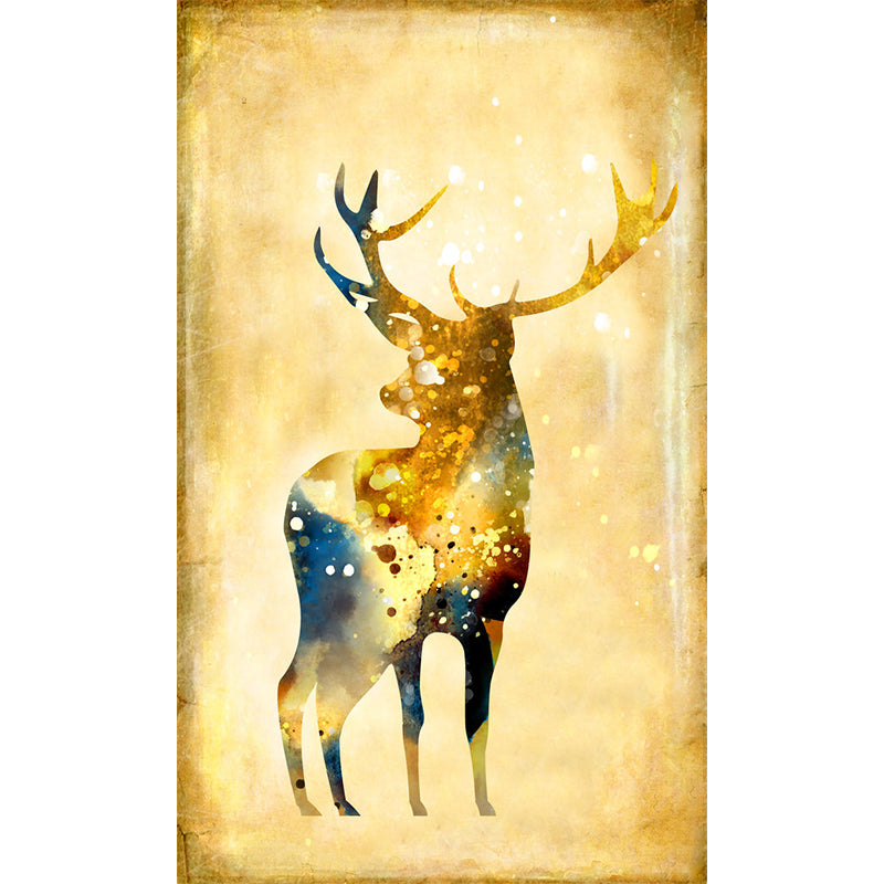 Beige Stag Wall Murals Decal Moisture Resistant Artistry Bedroom Wall Decoration Clearhalo 'Wall Decor' 'Wall Mural' 1203414