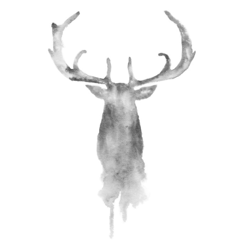 Ink Painting Elk Head Murals Grey Simplicity Wall Art for Bedroom, Custom Size Available Clearhalo 'Wall Decor' 'Wall Mural' 1203439