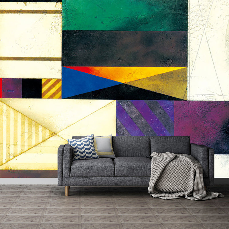 Huge Geometric Wallpaper Murals Water Resistant Mid Century Living Room Wall Art Clearhalo 'Wall Decor' 'Wall Mural' 1203512