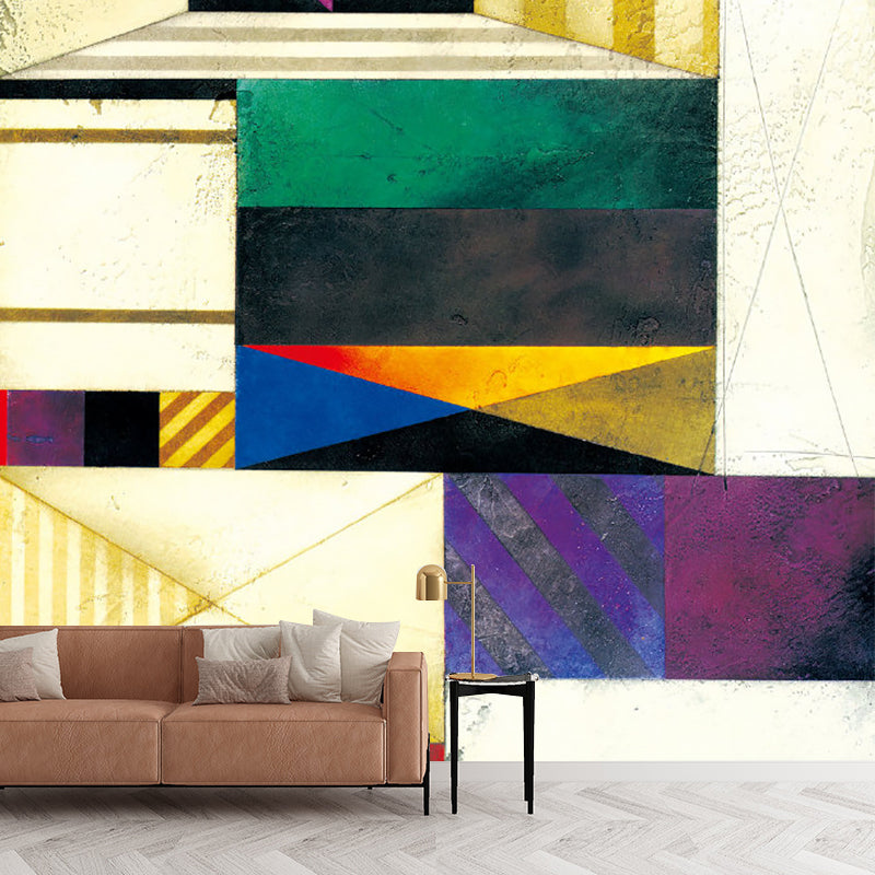 Huge Geometric Wallpaper Murals Water Resistant Mid Century Living Room Wall Art Clearhalo 'Wall Decor' 'Wall Mural' 1203513