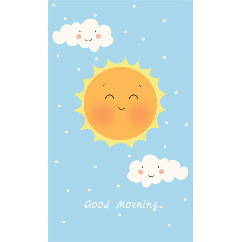 Smiling Sun and Cloud Mural Wallpaper Cartoon Waterproof Kids Bedroom Wall Decor Clearhalo 'Wall Decor' 'Wall Mural' 1203594