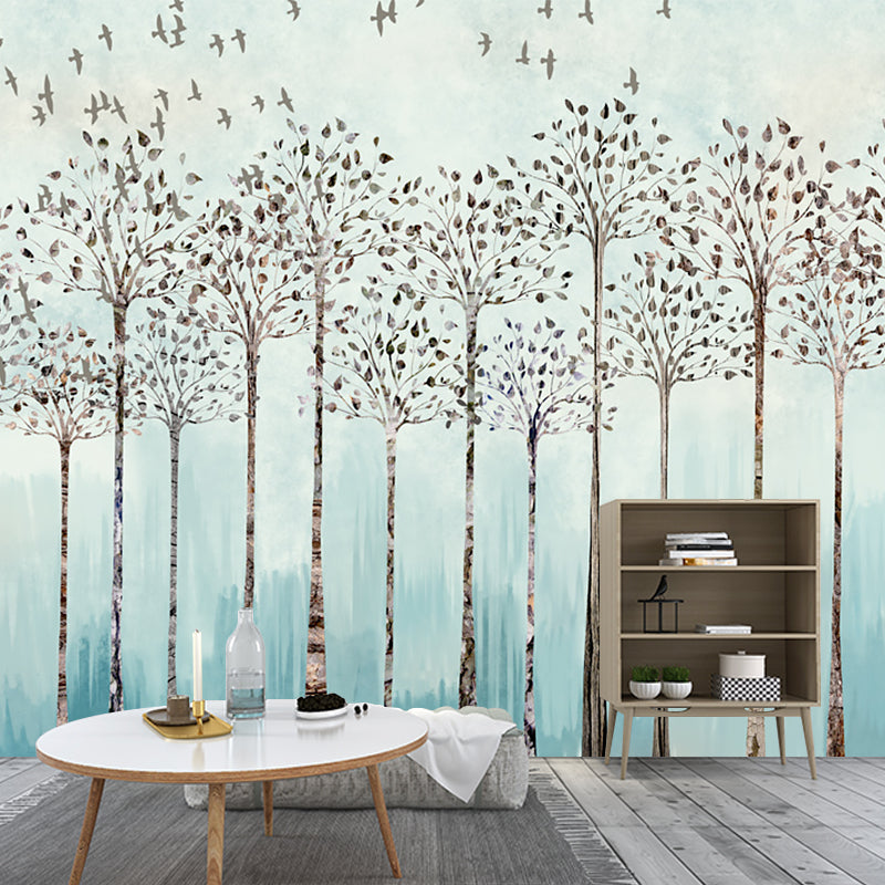 Tree in Line Drawing Mural Modern Waterproof Bedroom Wall Covering, Personalized Size Clearhalo 'Wall Decor' 'Wall Mural' 1203696