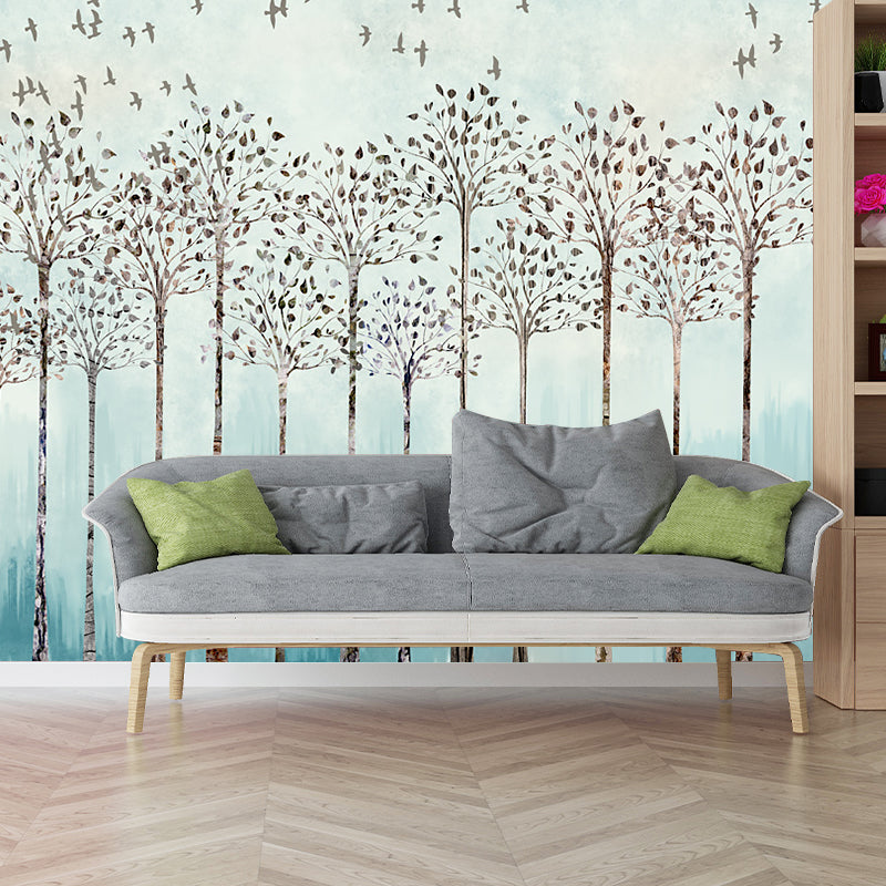 Tree in Line Drawing Mural Modern Waterproof Bedroom Wall Covering, Personalized Size Clearhalo 'Wall Decor' 'Wall Mural' 1203697