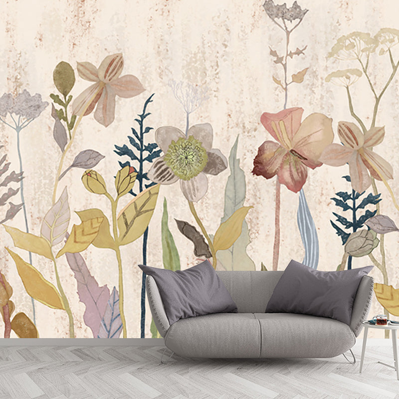 Moisture Resistant Floral Wall Mural Custom Size Trendy Wall Art for Living Room Clearhalo 'Wall Decor' 'Wall Mural' 1203730