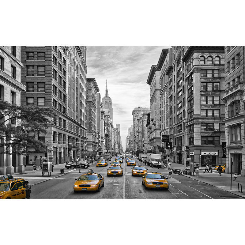 City Street View Wall Mural Decal Modernist Non-Woven Wall Art in Black and White Clearhalo 'Wall Decor' 'Wall Mural' 1203793