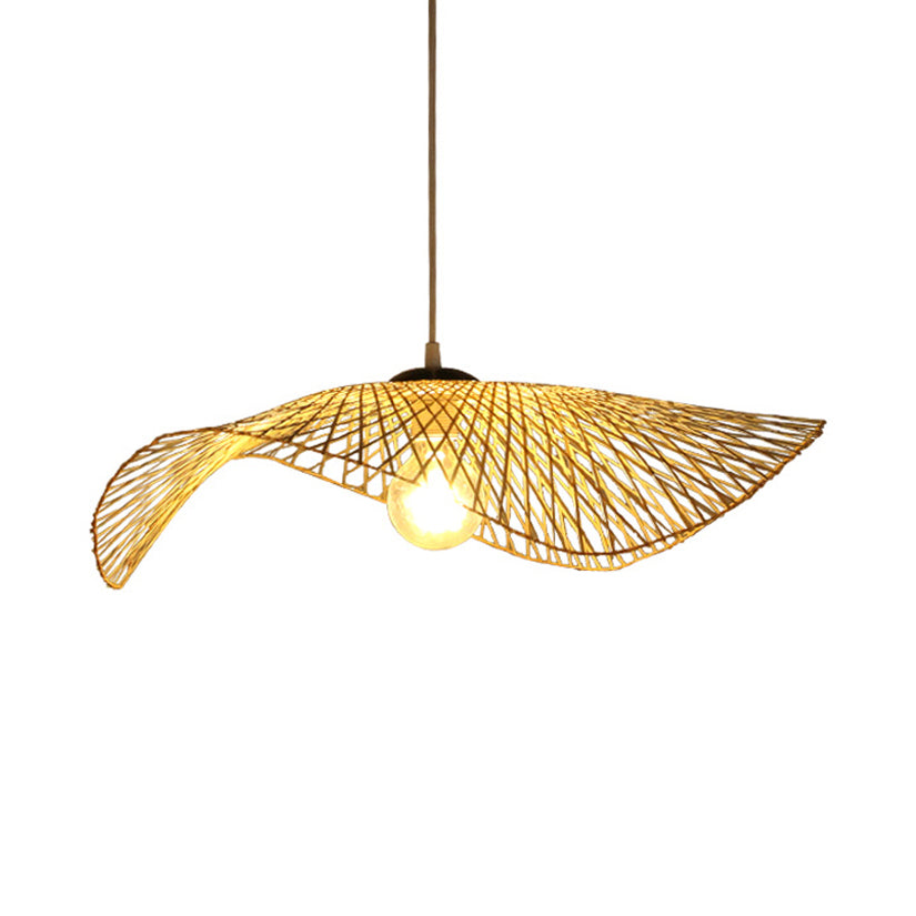 Asian Style Swirl Pendant Light Rattan 14