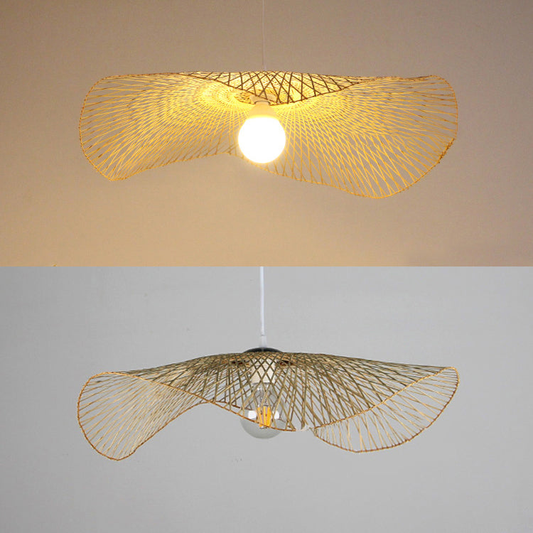 Asian Style Swirl Pendant Light Rattan 14