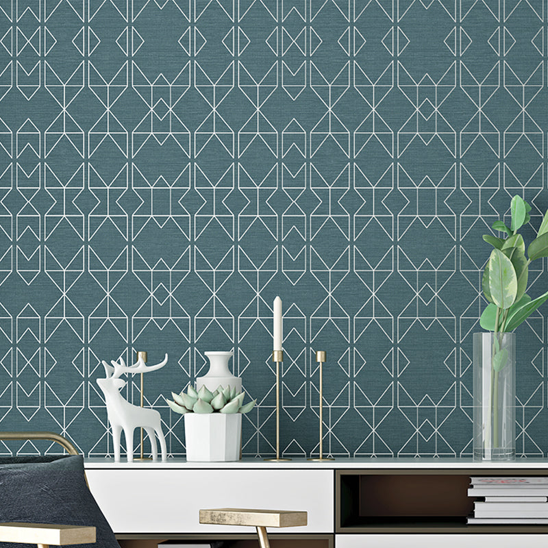 Non-Woven Unpasted Wallpaper Modern Geometric Patterned Wall Covering for Living Room Blue Clearhalo 'Modern wall decor' 'Modern' 'Wallpaper' Wall Decor' 1206110