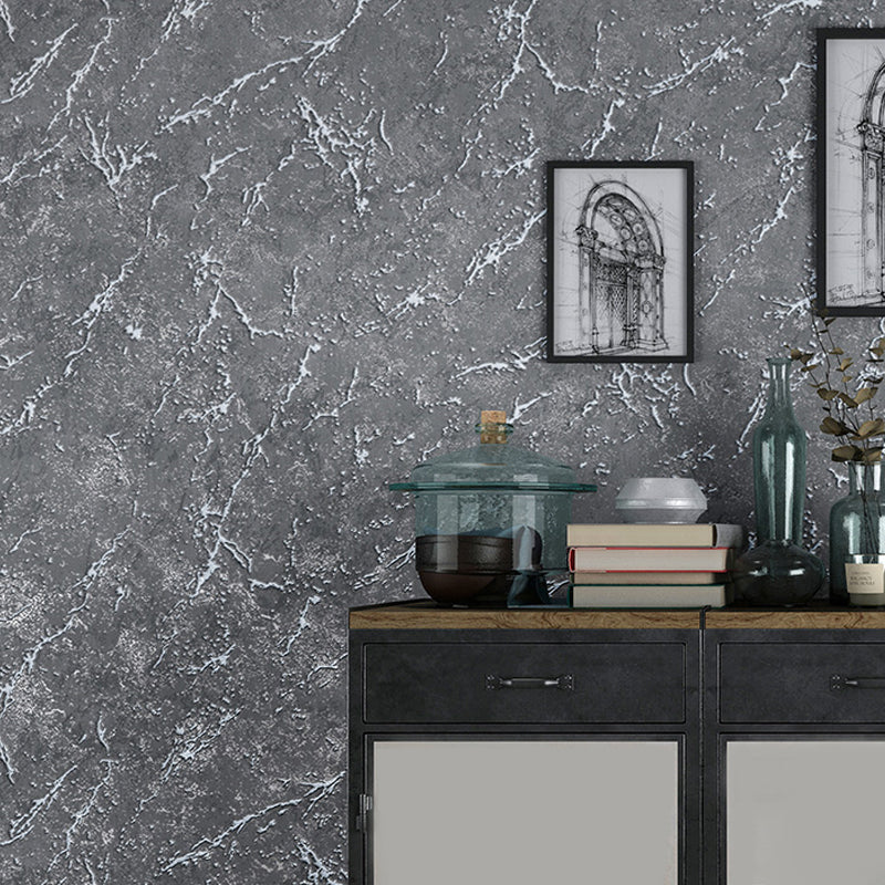 Industrial Faux Marble Wallpaper for Restaurant 54.2-sq ft Wall Covering in Dark Color Dark Gray Clearhalo 'Industrial wall decor' 'Industrial' 'Wallpaper' Wall Decor' 1206878