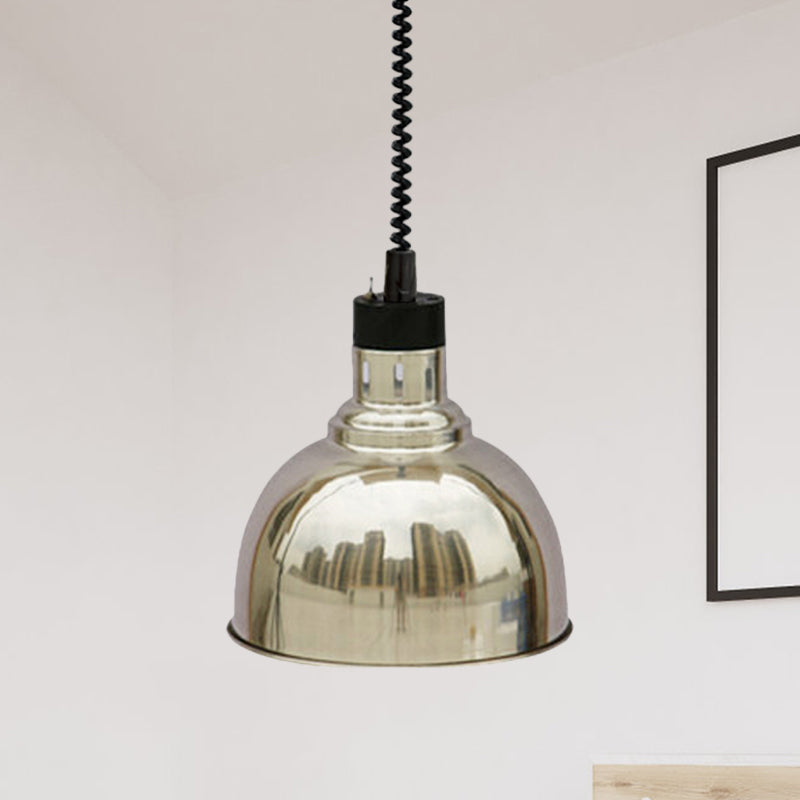 Retro Stylish Dome Suspension Light Extendable 1 Head Metal Pendant Lighting in Bronze/Copper for Indoor Clearhalo 'Art Deco Pendants' 'Cast Iron' 'Ceiling Lights' 'Ceramic' 'Crystal' 'Industrial Pendants' 'Industrial' 'Metal' 'Middle Century Pendants' 'Pendant Lights' 'Pendants' 'Tiffany' Lighting' 1207463