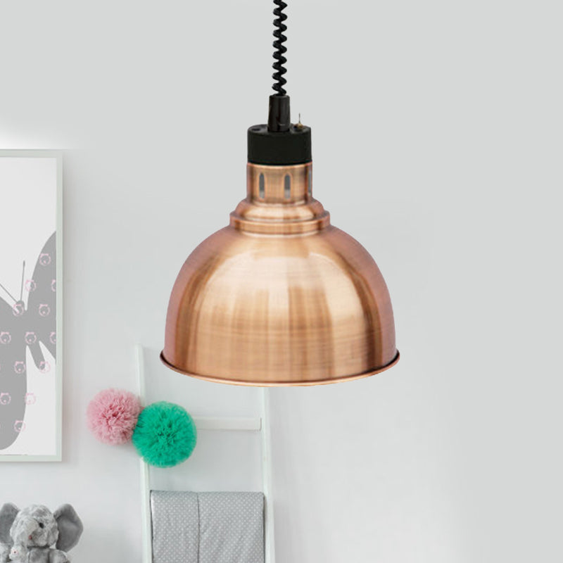 Retro Stylish Dome Suspension Light Extendable 1 Head Metal Pendant Lighting in Bronze/Copper for Indoor Copper Clearhalo 'Art Deco Pendants' 'Cast Iron' 'Ceiling Lights' 'Ceramic' 'Crystal' 'Industrial Pendants' 'Industrial' 'Metal' 'Middle Century Pendants' 'Pendant Lights' 'Pendants' 'Tiffany' Lighting' 1207470