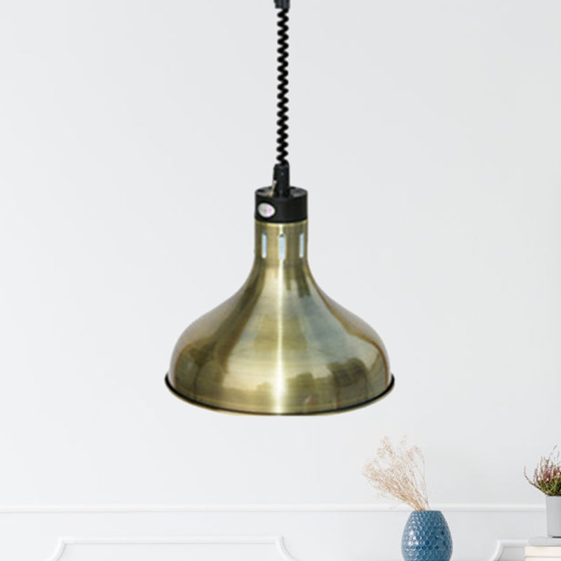 Vintage Extendable Dome Hanging Lamp 1 Light Metallic Ceiling Light Fixture in Bronze/Copper for Kitchen Bronze Clearhalo 'Art Deco Pendants' 'Cast Iron' 'Ceiling Lights' 'Ceramic' 'Crystal' 'Industrial Pendants' 'Industrial' 'Metal' 'Middle Century Pendants' 'Pendant Lights' 'Pendants' 'Tiffany' Lighting' 1207495