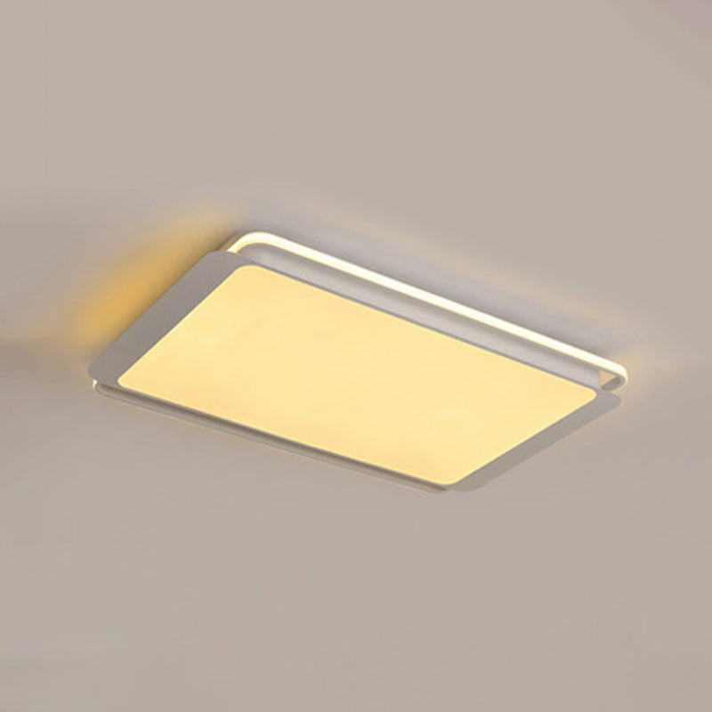 White Rectangular Flush Mount Lighting Simple Metal Integrated LED 35.5