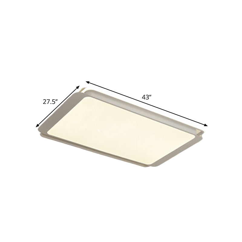 White Rectangular Flush Mount Lighting Simple Metal Integrated LED 35.5