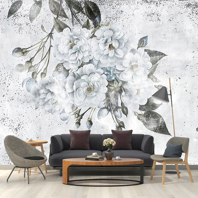 Elegant Flowering Peony Branch Murals Moisture Resistant Stylish Bedroom Wall Decor Clearhalo 'Wall Decor' 'Wall Mural' 1208258