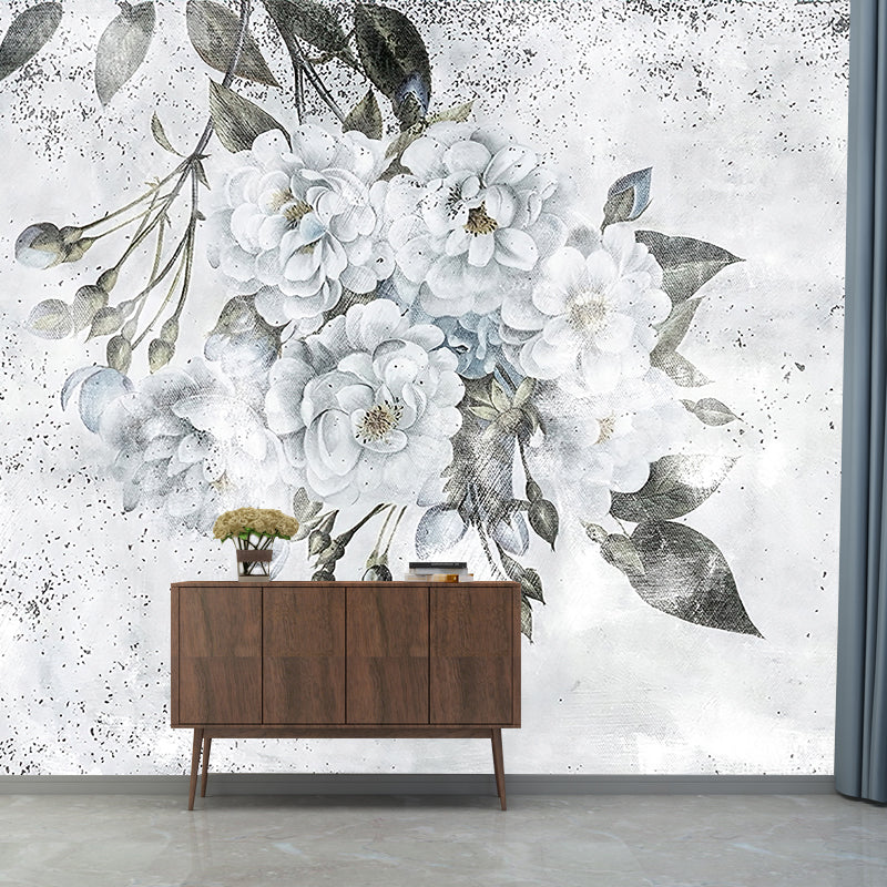 Elegant Flowering Peony Branch Murals Moisture Resistant Stylish Bedroom Wall Decor Clearhalo 'Wall Decor' 'Wall Mural' 1208259