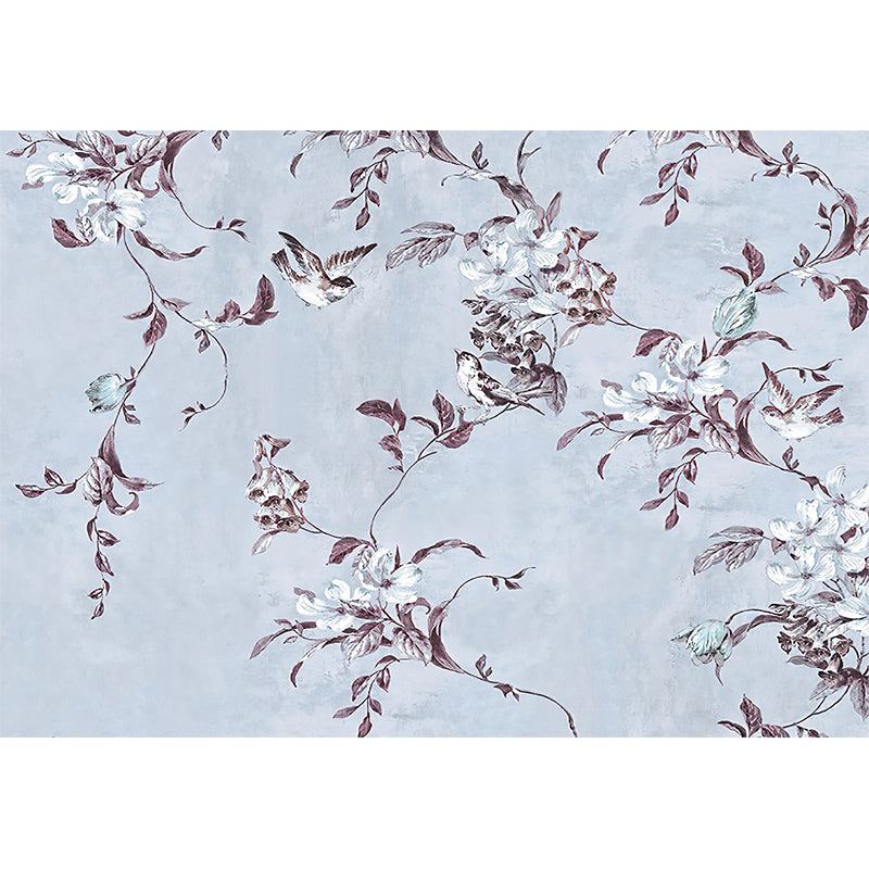 Pastel Color Chinese Style Murals Whole Bird and Peach Branch Patterned Wall Decor for Bedroom Clearhalo 'Wall Decor' 'Wall Mural' 1209194