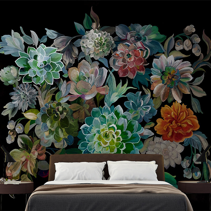 Colorful Blossom Wall Murals Flower Modernist Moisture Resistant Wall Decor on White for Home Clearhalo 'Wall Decor' 'Wall Mural' 1209238