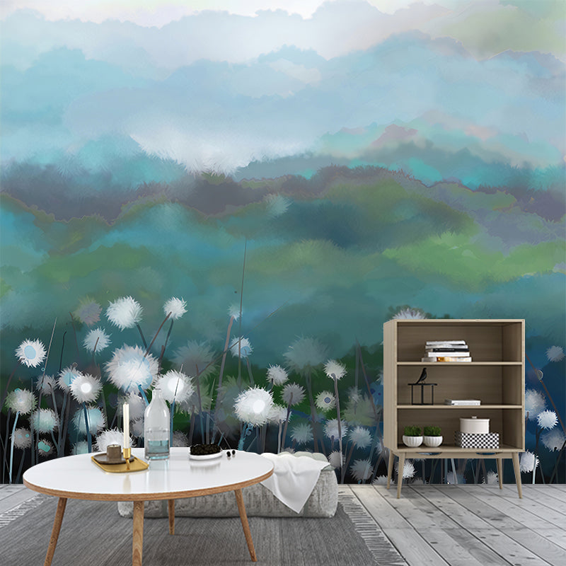 Field of Dandelion Mural Decal Contemporary Waterproof Living Room Wall Art, Customized Size Clearhalo 'Wall Decor' 'Wall Mural' 1209254