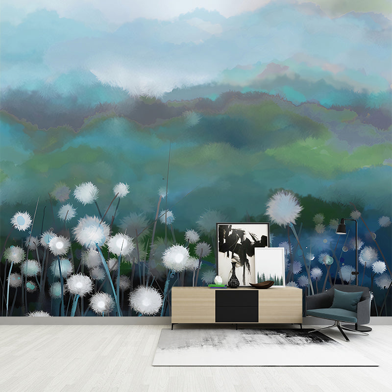 Field of Dandelion Mural Decal Contemporary Waterproof Living Room Wall Art, Customized Size Clearhalo 'Wall Decor' 'Wall Mural' 1209255