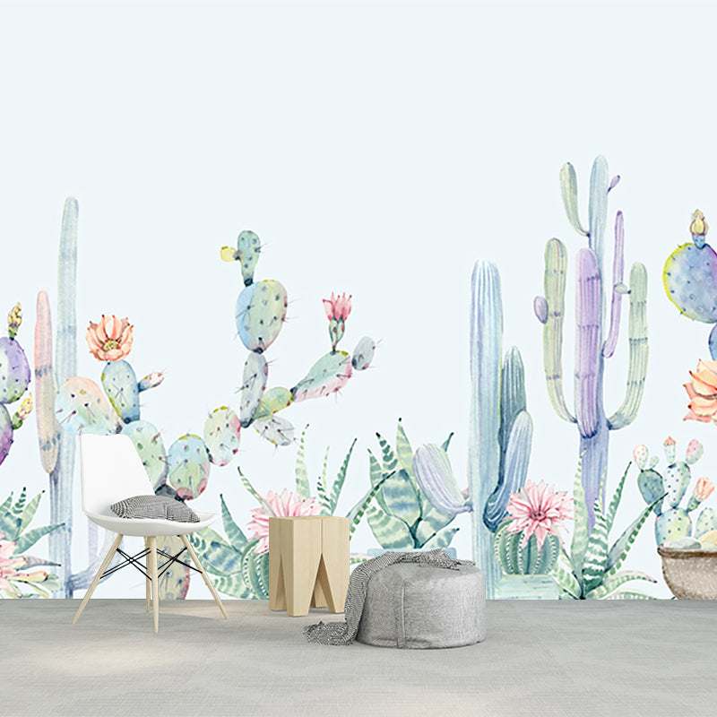 Pink-Green Cactus Mural Wallpaper Moisture Resistant Tropical Bedroom Wall Decor Clearhalo 'Wall Decor' 'Wall Mural' 1209310