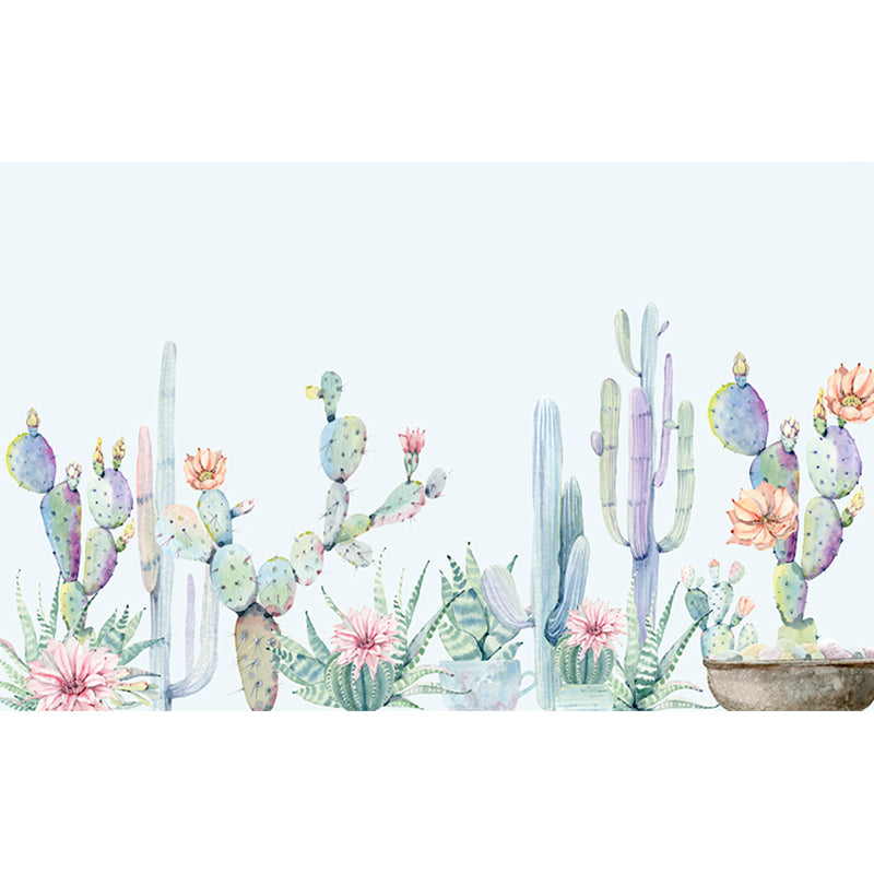 Pink-Green Cactus Mural Wallpaper Moisture Resistant Tropical Bedroom Wall Decor Clearhalo 'Wall Decor' 'Wall Mural' 1209312