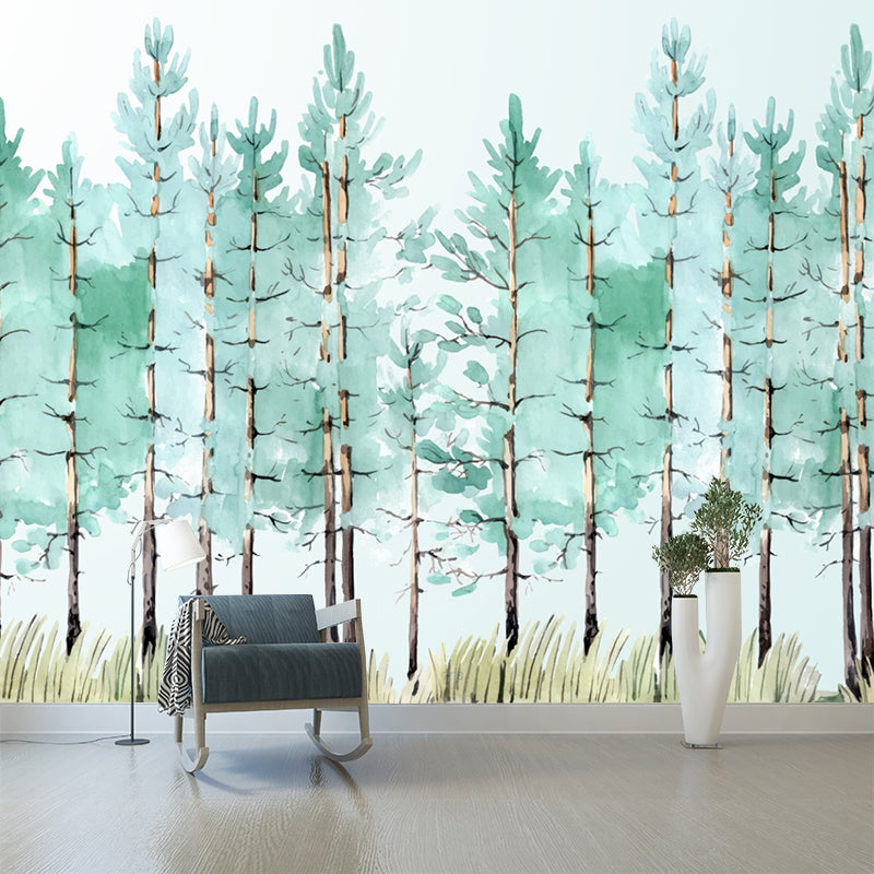 Modernism Trees Murals Decal Non-Woven Fabric Eco-Friendly Green Wall Art for Home Clearhalo 'Wall Decor' 'Wall Mural' 1209398