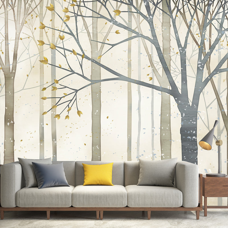 Environment Friendly Tree Murals Decal Full Size Modern Wall Covering for Restaurant Brown Clearhalo 'Wall Decor' 'Wall Mural' 1209410