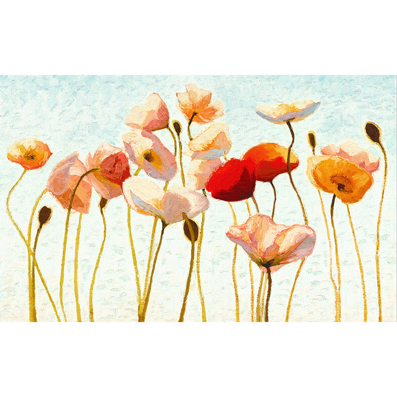 Pink Flower Wall Murals Oil Painting Modernist Stain Resistant Wall Decor for Coffee House Clearhalo 'Wall Decor' 'Wall Mural' 1209426