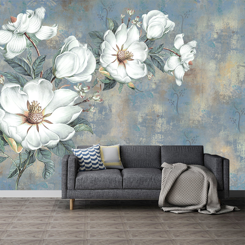 Illustration Flowers Wall Paper Murals Whole Wall Covering for Bedroom, Personalised Size Clearhalo 'Wall Decor' 'Wall Mural' 1209429