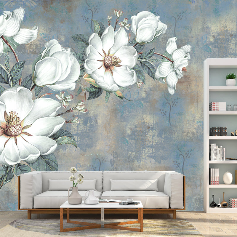 Illustration Flowers Wall Paper Murals Whole Wall Covering for Bedroom, Personalised Size Clearhalo 'Wall Decor' 'Wall Mural' 1209430